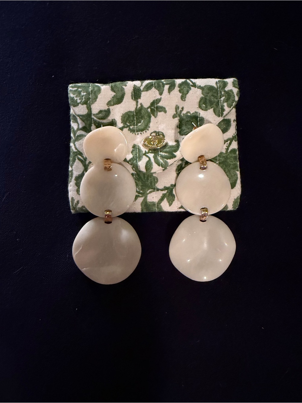 Sezane Cream Triple-Drop Statement Earrings - Women Jewelry